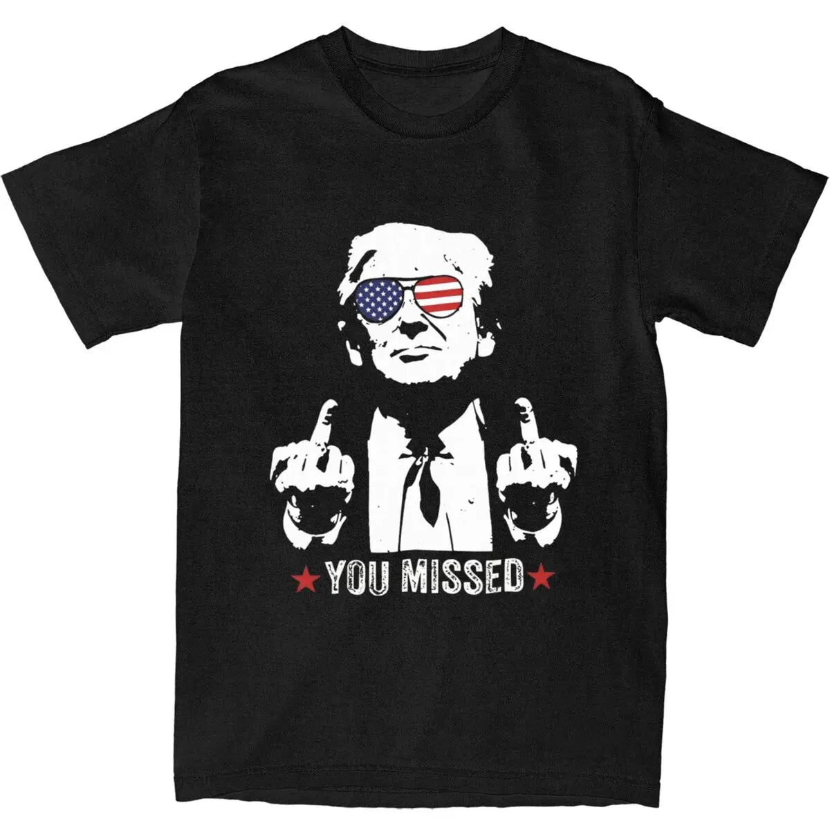 Men Women 2024 Assassination Shooting Trump You Missed Graphic T Shirt Merch Casual Cotton Trump Rally Shot T Shirts Tee Clothes