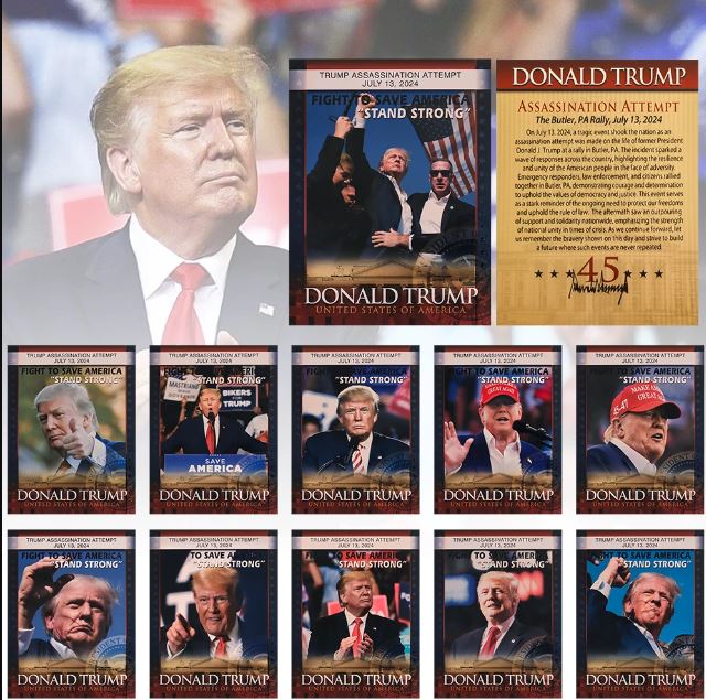 11pcs 2024 Trump Gold Trading Cards USA Save America Again In Golden Envelope New Year Christmas Gifts For Supporter Collectors