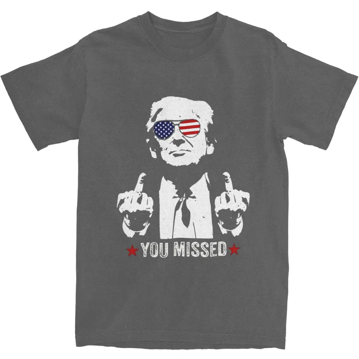 Men Women 2024 Assassination Shooting Trump You Missed Graphic T Shirt Merch Casual Cotton Trump Rally Shot T Shirts Tee Clothes